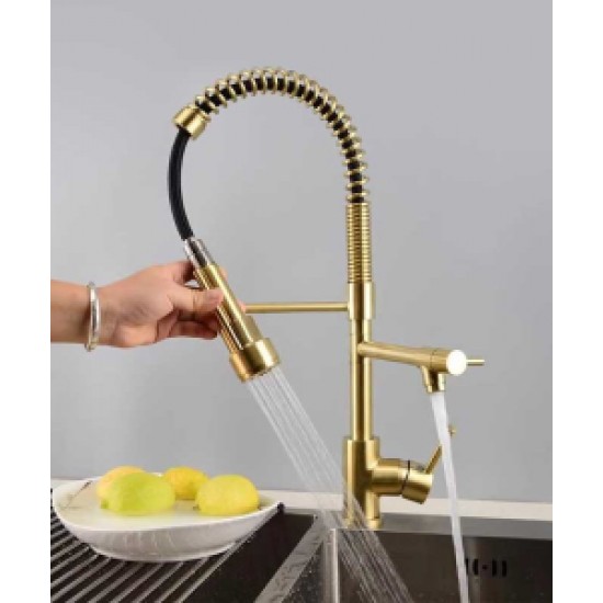 German kitchen faucet, hot and cold water sink, kitchen sink faucet, full copper swivel telescopic faucet