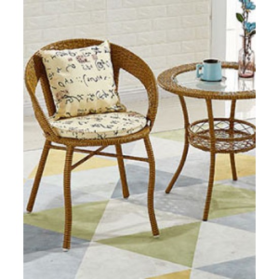 Balcony table and chair set, rattan chair three-piece set, leisure round table and chairs, small tea table combination