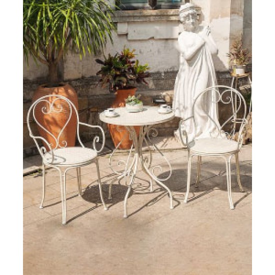 An elegant three-piece Iron art table and chair set, specially designed for your cafe, balcony, garden, terrace or backyard