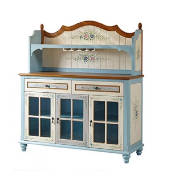 Mediterranean style wine cabinet, three doors, large capacity cabinet, wall integrated storage cabinet
