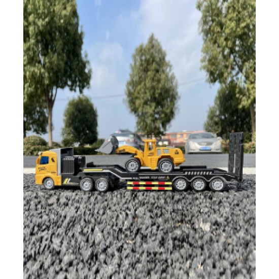 Electric remote control toy car for boys, flatbed trailer with forklift, car transporter garbage transport truck