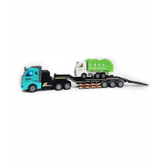 Electric remote control toy car for boys, flatbed trailer with forklift, car transporter garbage transport truck