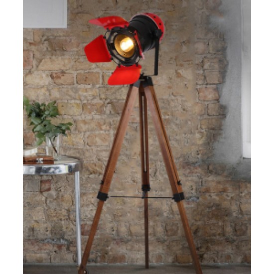 American style retro solid wood floor lamp, Living room floor lamp with LED remote control