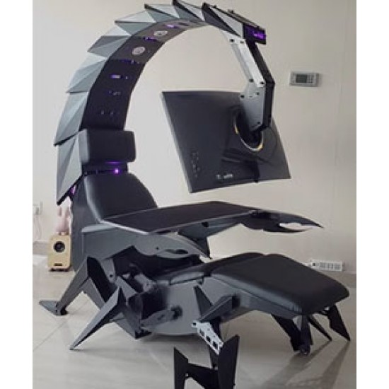 Scorpion design computer integrated gaming table and chair, comfortable computer accessory for home, office