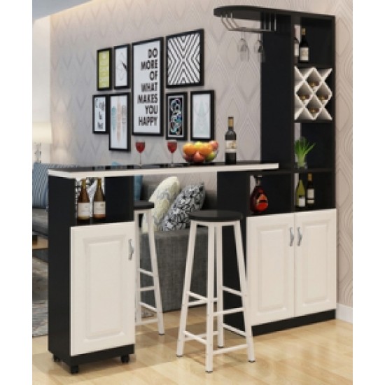 A modern multi-functional partition wall cabinet with a revolving European-style small bar separating the hallway from other rooms