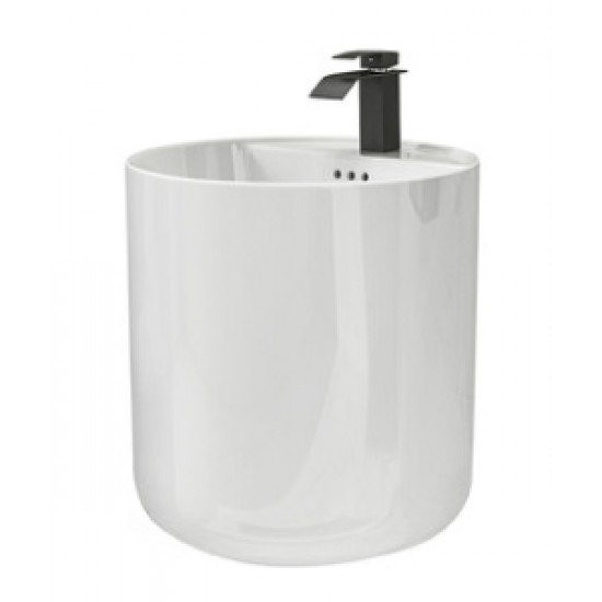 Wall-mounted ceramic sink (faucet, hanging basin, smart mirror) single basin for small apartment, suspended washbasin basin, wall-mounted washbasin