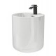 Wall-mounted ceramic sink (faucet, hanging basin, smart mirror) single basin for small apartment, suspended washbasin basin, wall-mounted washbasin