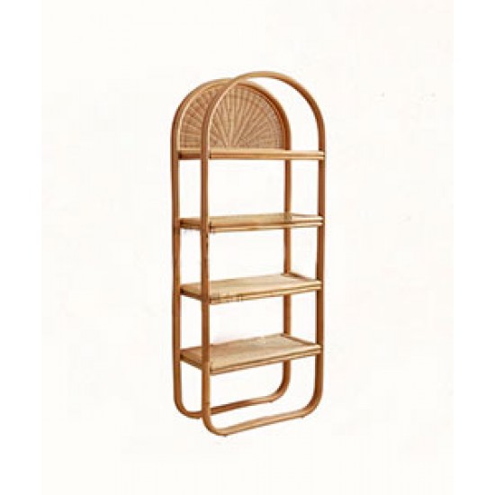 Rattan woven multilayer simple shelf, living room storage rack, rattan flower stand