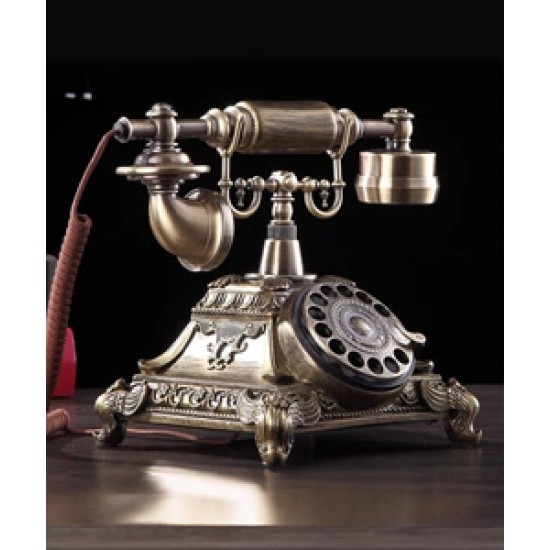 Classic elegance, antique European old fashioned telephone, creative wired landline phone for retro home fashion