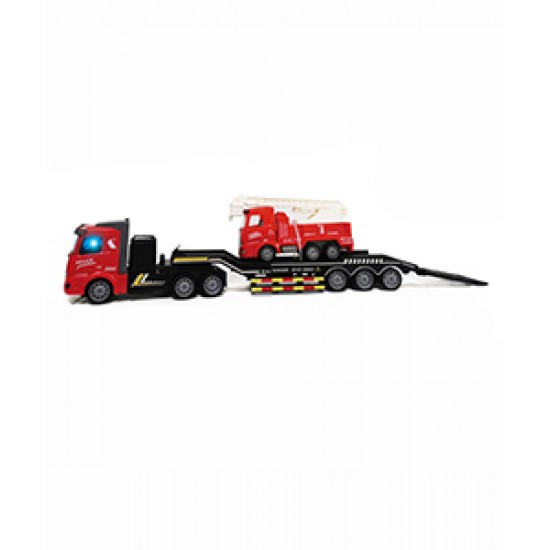 Electric remote control toy car for boys, flatbed trailer with forklift, car transporter garbage transport truck