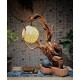 High level decoration handmade wood carved table lamp for bedrooms and living rooms, carving decoration decoration bedroom bedside lamp, natural style table lamp
