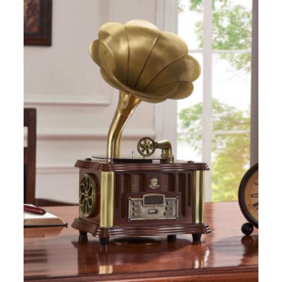 Retro phonograph, antique decoration for living room, vinyl record player, old fashioned creative design record music player