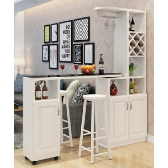 A modern multi-functional partition wall cabinet with a revolving European-style small bar separating the hallway from other rooms