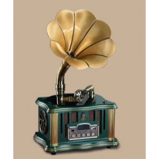 Retro phonograph, antique decoration for living room, vinyl record player, old fashioned creative design record music player