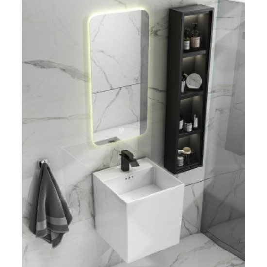 Wall-mounted ceramic sink (faucet, hanging basin, smart mirror) single basin for small apartment, suspended washbasin basin, wall-mounted washbasin