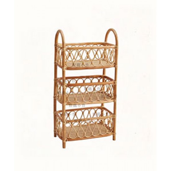 Rattan woven multilayer simple shelf, living room storage rack, rattan flower stand