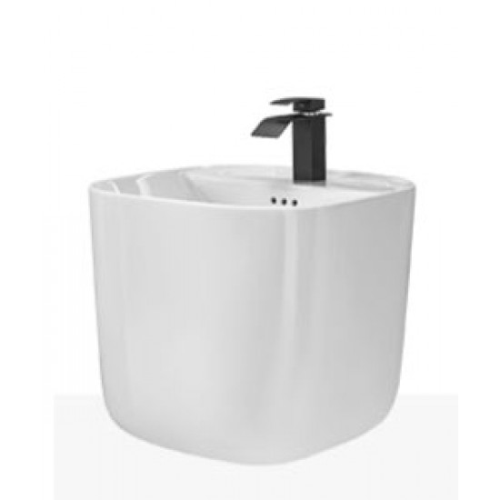 Wall-mounted ceramic sink (faucet, hanging basin, smart mirror) single basin for small apartment, suspended washbasin basin, wall-mounted washbasin