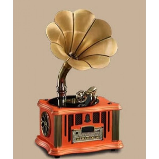 Retro phonograph, antique decoration for living room, vinyl record player, old fashioned creative design record music player