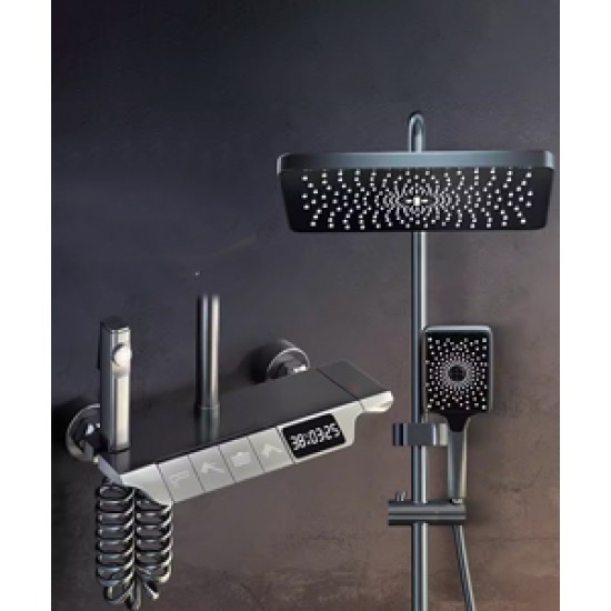 Gray rain shower set, the ultimate showering luxury for a customizable and refreshing experience