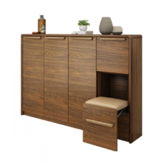 Modern multifunctional ultra-thin compact shoe cabinet made of  solid rubber wood durable and corrosion resistant rounded shoe cabinet