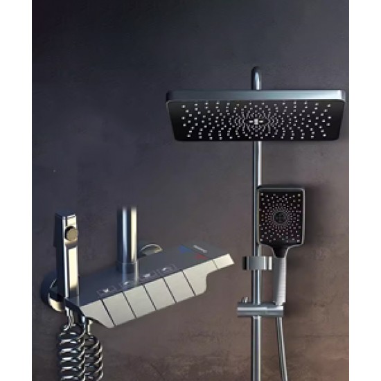 Gray rain shower set, the ultimate showering luxury for a customizable and refreshing experience