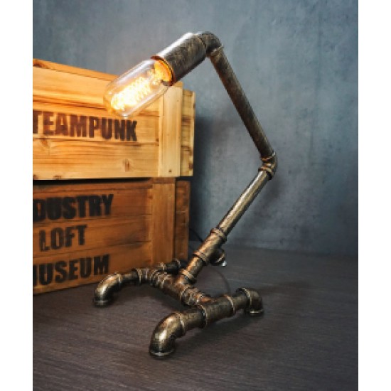 Decorative table lamp in retro style Creative loft-style plumber robot, table lamp, lamp gift, coffee bar decorative industrial lamp, eye protection creative water pipe robot