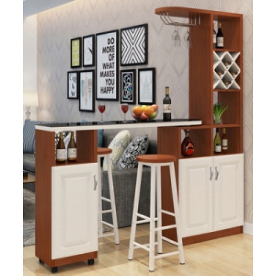 A modern multi-functional partition wall cabinet with a revolving European-style small bar separating the hallway from other rooms