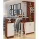 A modern multi-functional partition wall cabinet with a revolving European-style small bar separating the hallway from other rooms