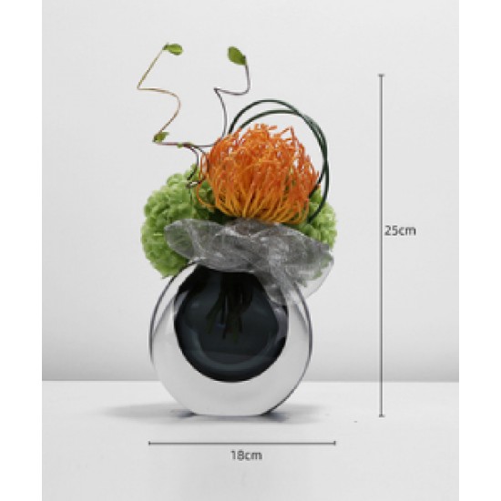 Green plant decoration, orchid flower arrangement, living room table and coffee table decoration