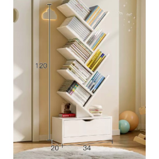 A simple multi-shelf floor-to-ceiling bookcase, reative narrow bookcase, multi-layer bedside reading rack bay window