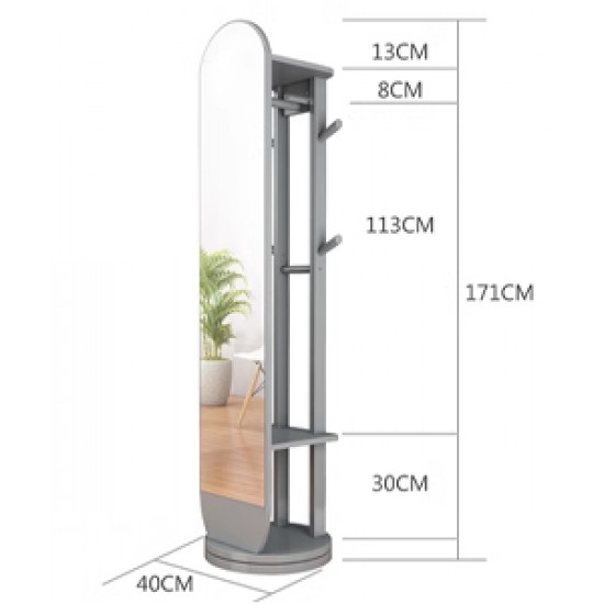 Full body mirror, floor mirror, rotating mirror for living room bedroom with multi-function hanger