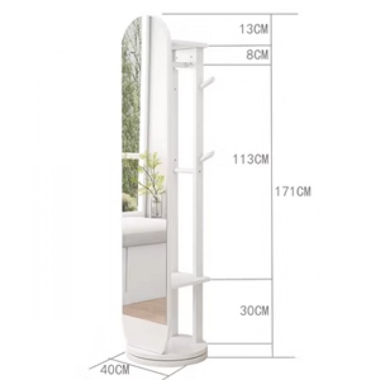 Full body mirror, floor mirror, rotating mirror for living room bedroom with multi-function hanger