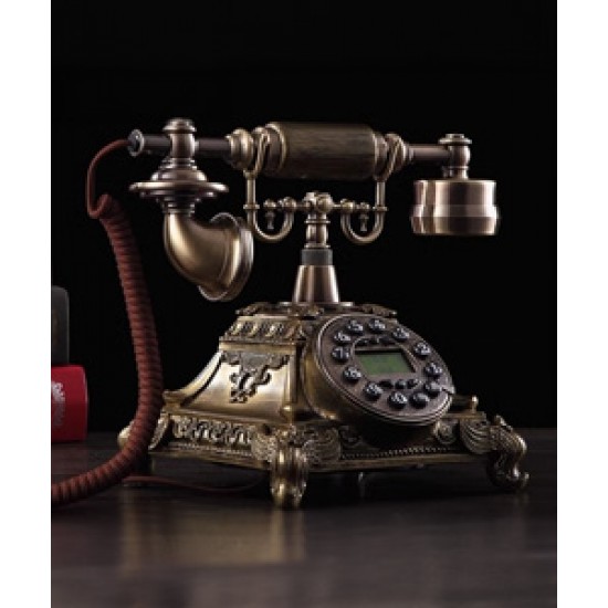 Classic elegance, antique European old fashioned telephone, creative wired landline phone for retro home fashion