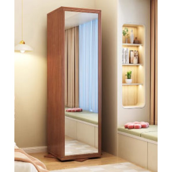Dressing mirror, solid wood full body mirror, rotatable home floor mirror, mirror with hanging storage cabinet for bedroom
