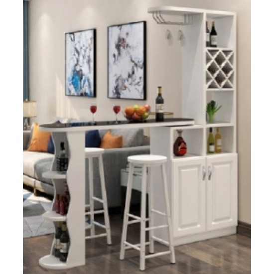 A modern multi-functional partition wall cabinet with a revolving European-style small bar separating the hallway from other rooms