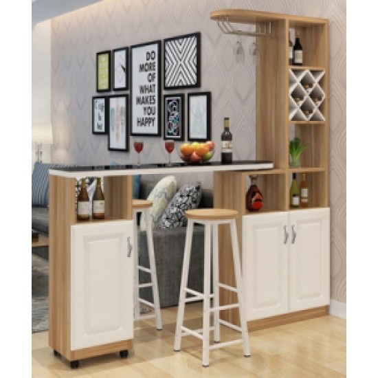 A modern multi-functional partition wall cabinet with a revolving European-style small bar separating the hallway from other rooms