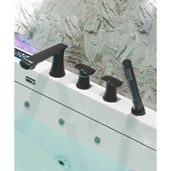 Japanese style acrylic smart bathtub, slim edge with glass, luxury bathtub with constant temperature