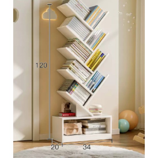 A simple multi-shelf floor-to-ceiling bookcase, reative narrow bookcase, multi-layer bedside reading rack bay window