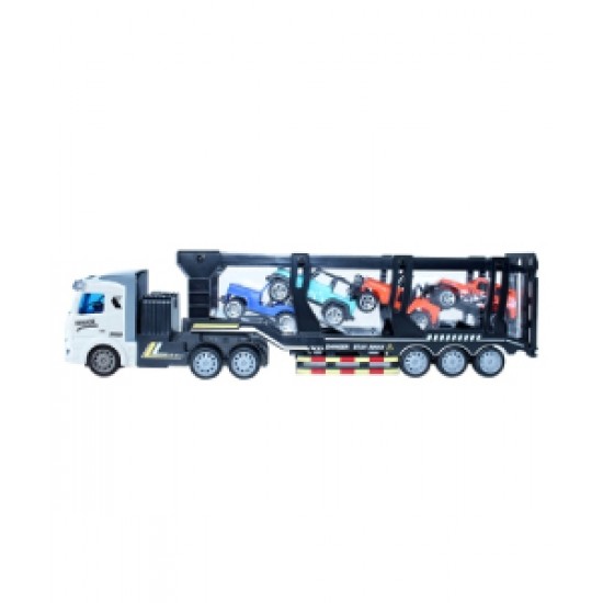 Electric remote control toy car for boys, flatbed trailer with forklift, car transporter garbage transport truck