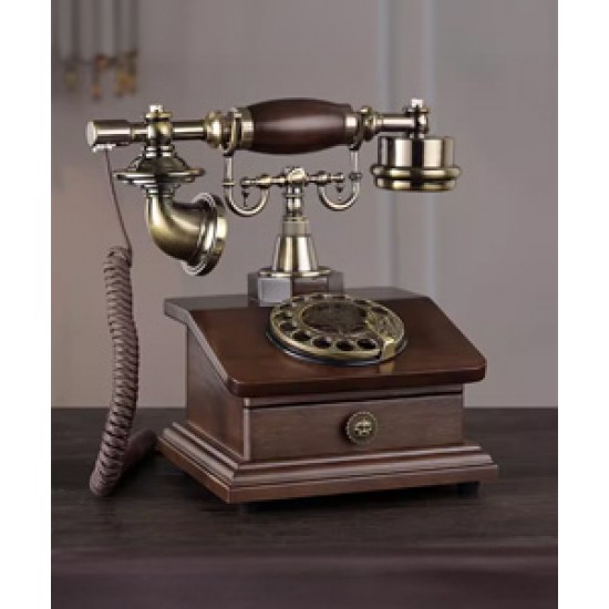 European style retro antique telephone, antique old-fashioned dial-up telephone, landline telephone for home